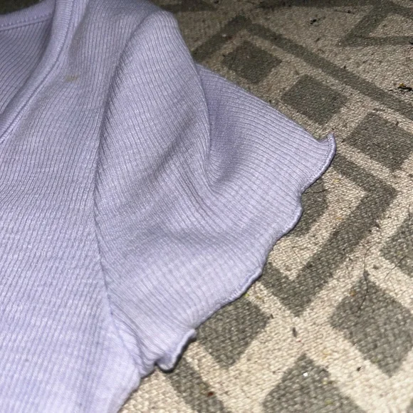Women's Lilac Button-Up Ribbed Top Lettuce Trim Aeropostale - Picture 5 of 7